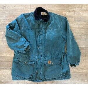 Carhartt Western Range Jacket Mens XL Lined Chore Coat Green CO8HTG USA Made VTG